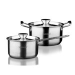 Coobinox® Baron Full Stainless Steel 2-Piece Cookware Set(CO-12-09) 18cm Saucepan and 20cm Stockpot Induction Compatible 3-Ply Base